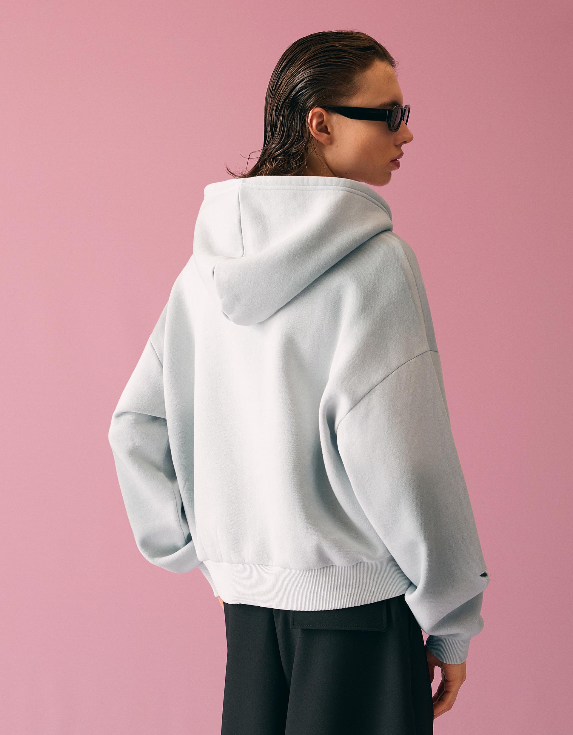 Washed effect cropped hoodie