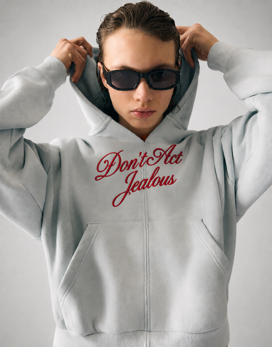 Washed effect cropped hoodie