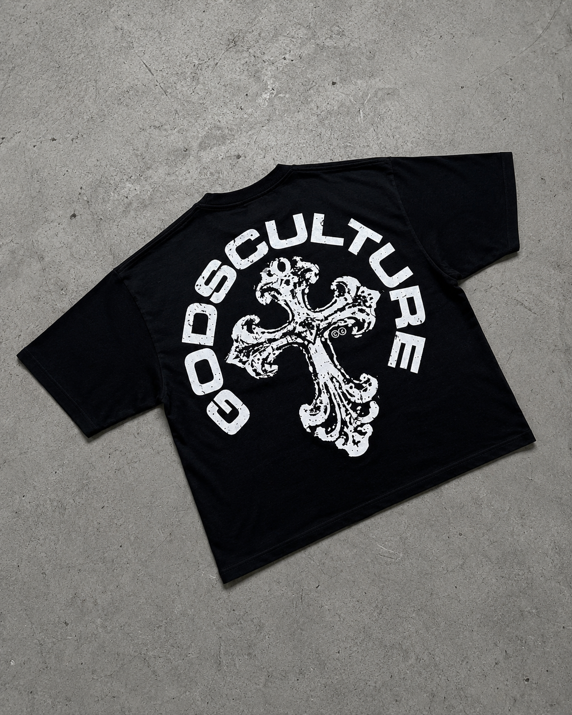 GODSCULTURE Cross Arc Oversized Tee – Black