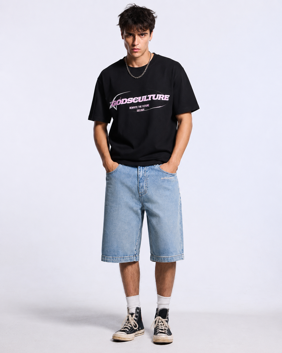 STARS SHORTS LIGHT DENIM