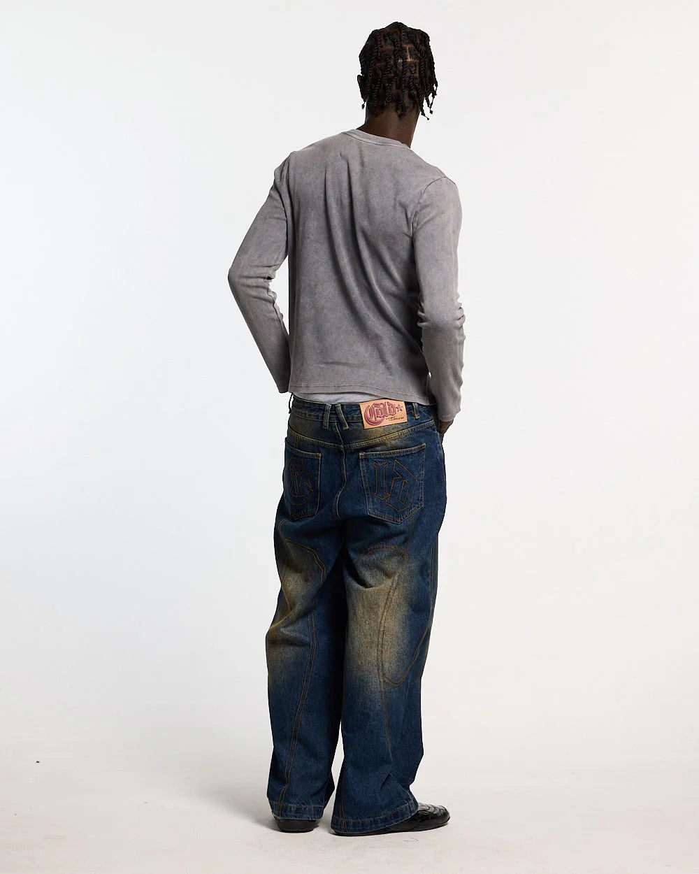 Henley button neckline slim relaxed fit
