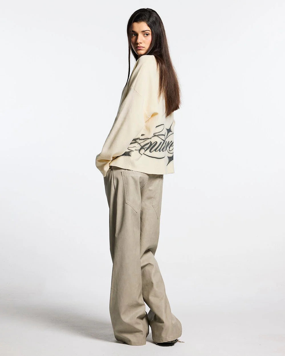 Waffle Knit Crewneck – Black